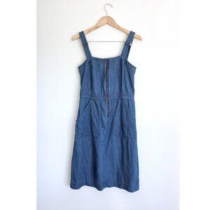 Vintage Levi's Denim Jumper Dress Overall Skirt Medium Zip Front 90s Grunge
